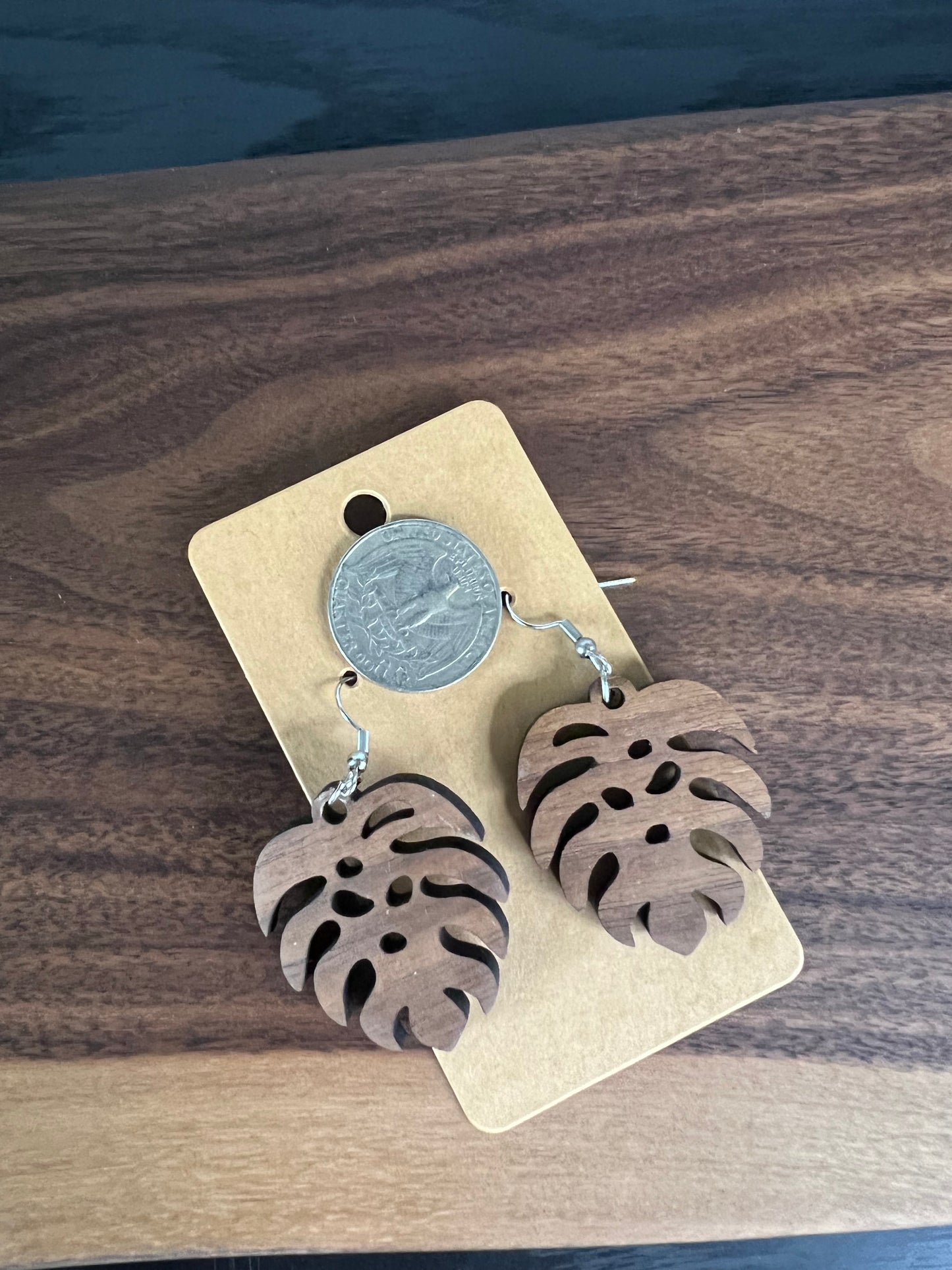 Walnut Monstera Dangles (2 for $30)