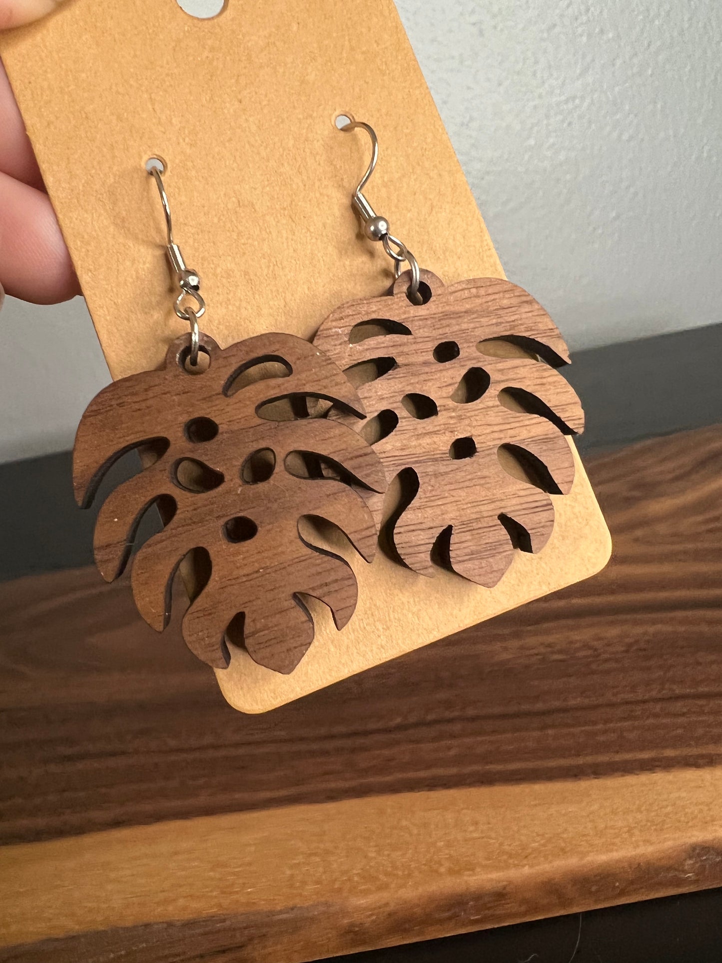 Walnut Monstera Dangles (2 for $30)