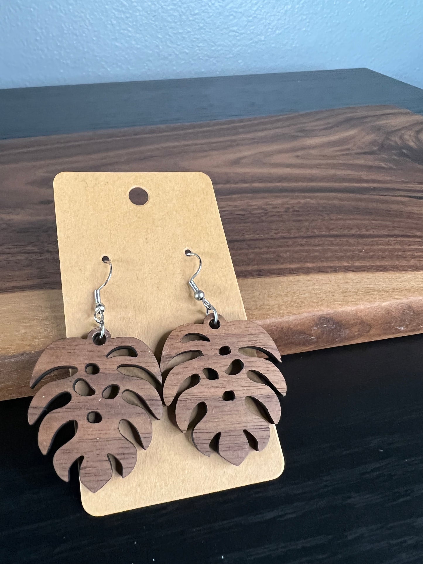 Walnut Monstera Dangles (2 for $30)