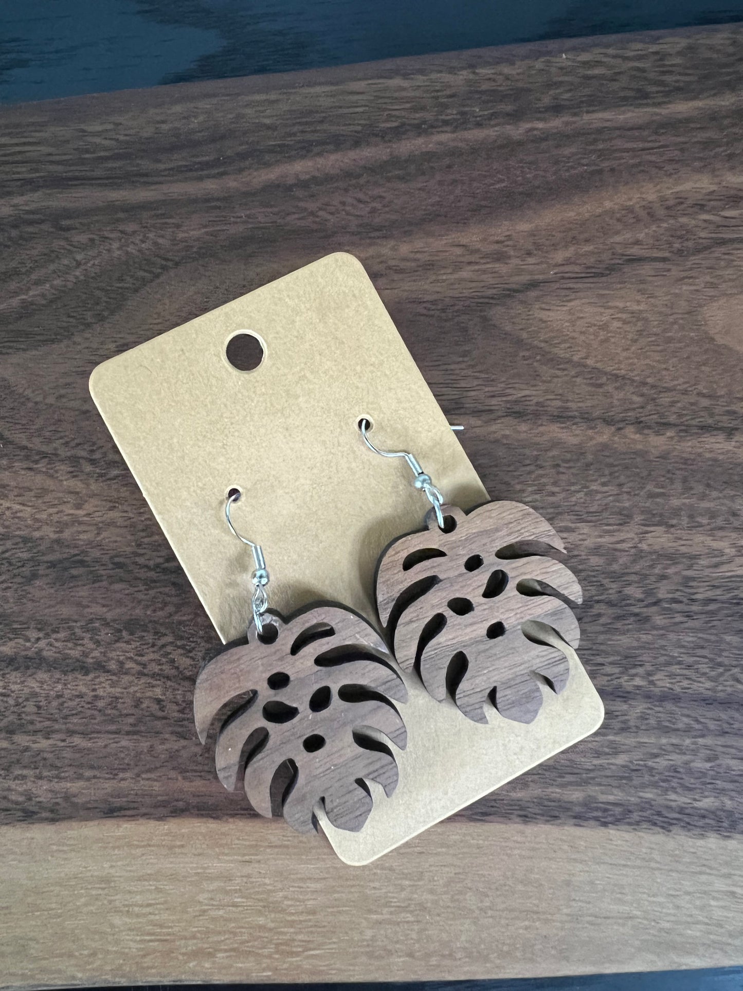 Walnut Monstera Dangles (2 for $30)